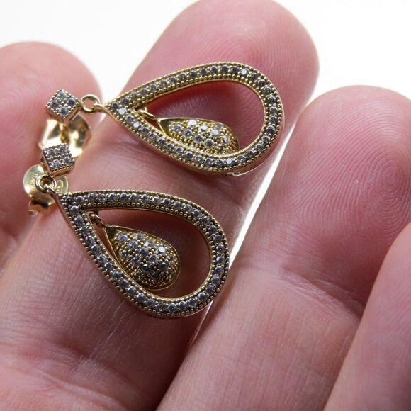 14k Gold & Sterling Silver Crescent Moon & Black Cat  Sterling Silver Earring 14k plated